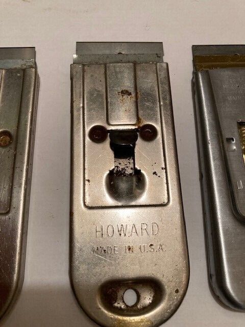 MADE IN USA - 3 RAZOR BLADE SCRAPERS W/ NEW SINGLE EDGE BLADES - FREE SHIP - Fresh Stock Dated February 2026