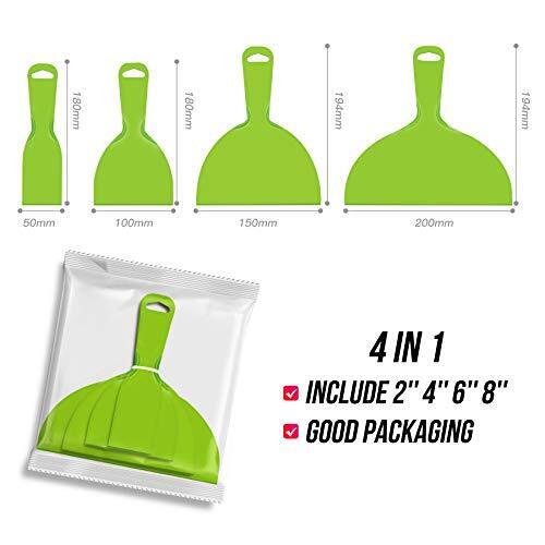 BANGBANGSING 4 Pack Putty Knife, Large Size Pack, Flexible Plastic Paint Scraper - Fresh Stock Dated February 2026