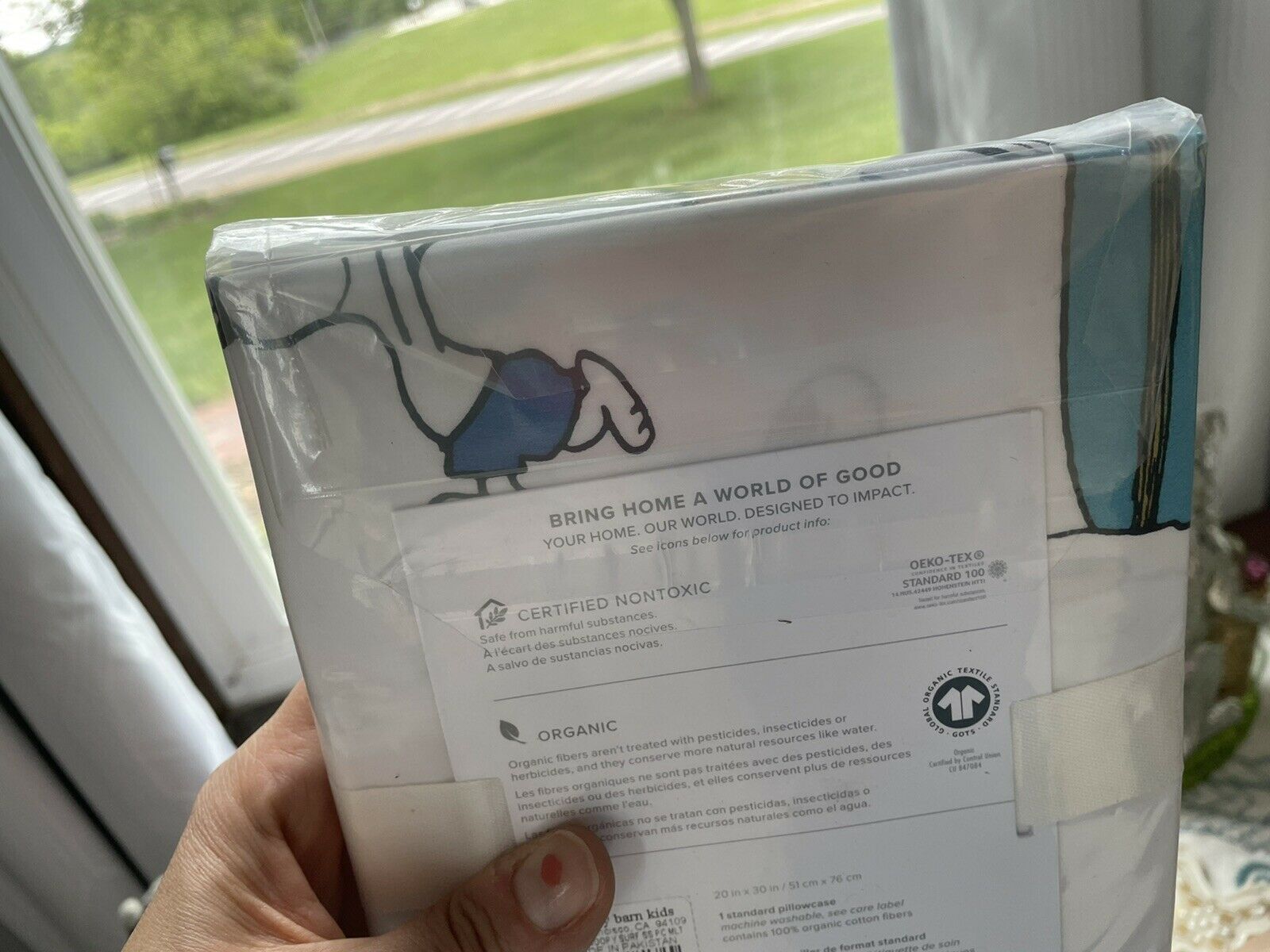 Pottery Barn ORGANIC PEANUTS Snoopy Pillowcase Surf Island cartoon dog teen gift - Fresh Stock Dated December 2025