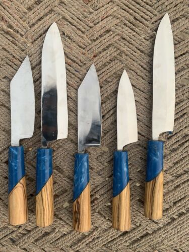 CUSTOM HANDMADE gyuto knives in japanese 440C high carbon steel set of 5 knives - Fresh Stock Dated December 2025