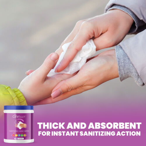 Care Touch Hand Sanitizing Wipes (3 Canisters) | 480 Antiseptic Wipes - Fresh Stock Dated February 2026