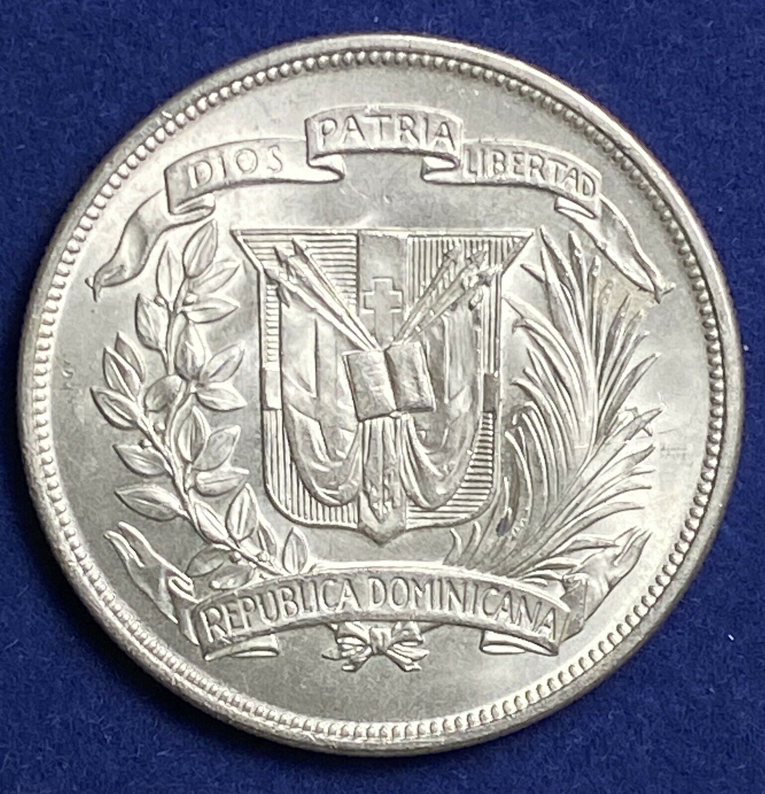 1952 Dominican Republic Silver 1 Peso Brilliant Uncirculated - Fresh Stock Dated December 2025