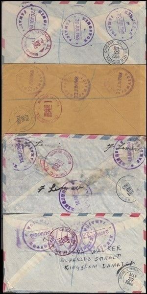 JAMAICA 1960’s REGISTERED COVERS TO US (x4) (ID:621/D47732) - Fresh Stock Dated February 2026
