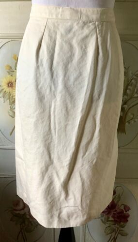 VTG 90s CK CALVIN KLEIN ITALY-MADE PENCIL SKIRT IVORY SNAP-UP COTTON 4 40 EUC - Fresh Stock Dated December 2025