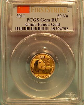China 2011 Gold 5 Coin Full Panda First Strike Set All Coins PCGS Gem BU - Fresh Stock Dated February 2026