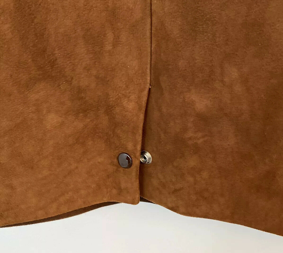 VTG Union Made Toffee Brown Soft Suede Pencil Midi Skirt XL Lined Waist 38