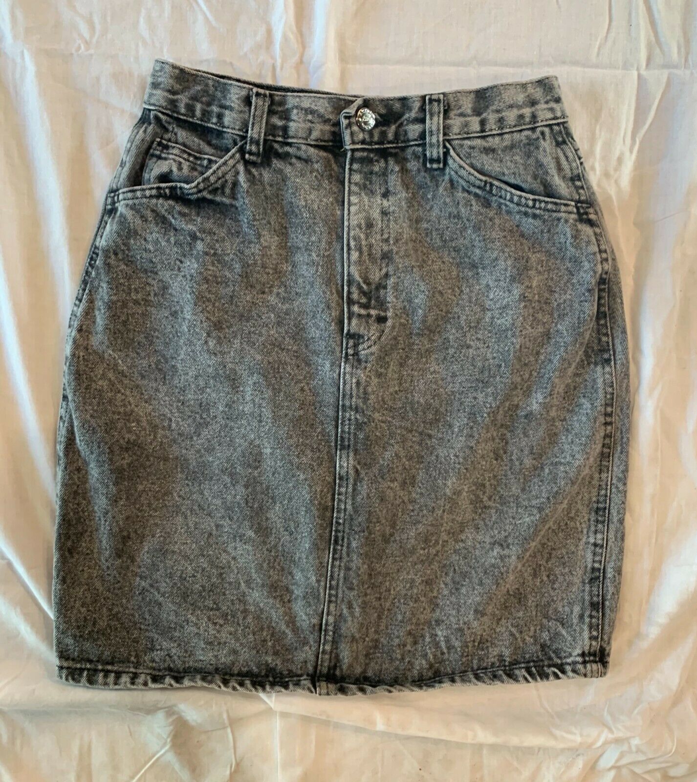 Vintage ACTON WEST 1980s Denim Pencil Skirt High-Waist Acid Wash XS/S - Fresh Stock Dated February 2026