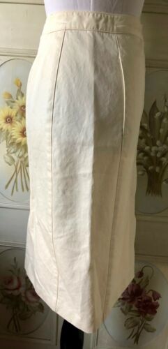 VTG 90s CK CALVIN KLEIN ITALY-MADE PENCIL SKIRT IVORY SNAP-UP COTTON 4 40 EUC - Fresh Stock Dated December 2025