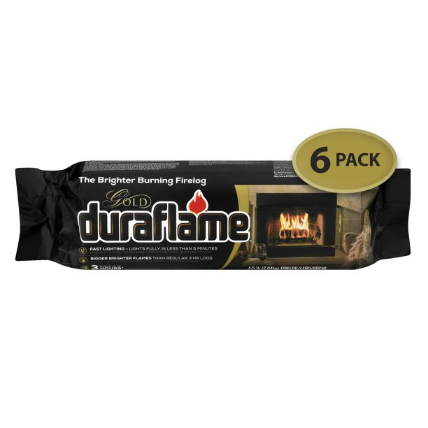 Duraflame Fire Logs 6 Pack - 4.5lb Bright Burning 3 Hour Burn Time Fast Lighting - Fresh Stock Dated December 2025