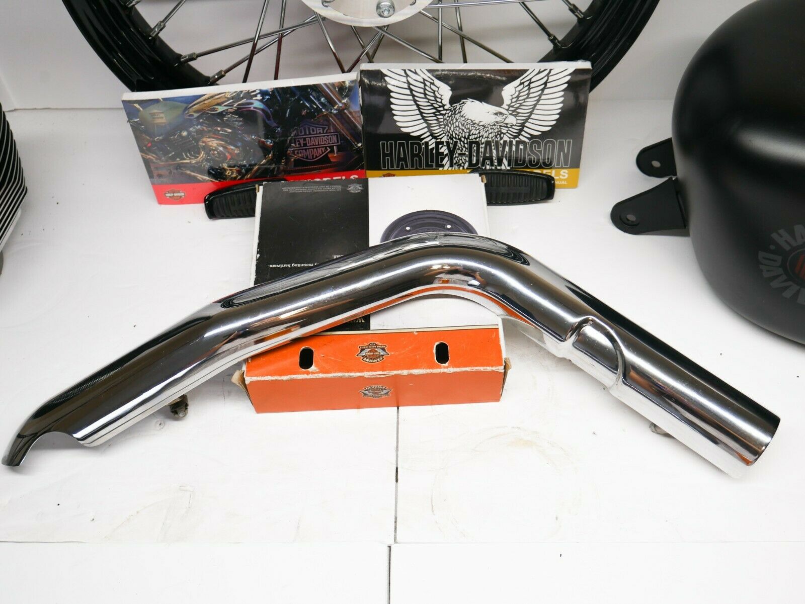 OEM 06-17 Harley Sportster 1200 & 883 Exhaust Header Pipe Heatshield Set Chrome - Fresh Stock Dated February 2026