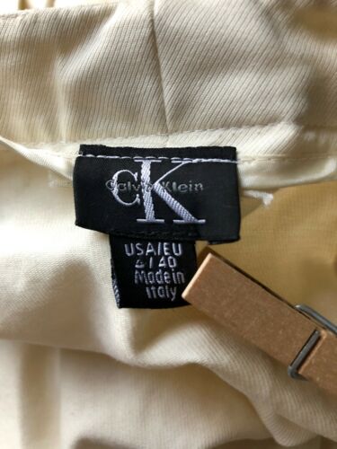 VTG 90s CK CALVIN KLEIN ITALY-MADE PENCIL SKIRT IVORY SNAP-UP COTTON 4 40 EUC - Fresh Stock Dated December 2025