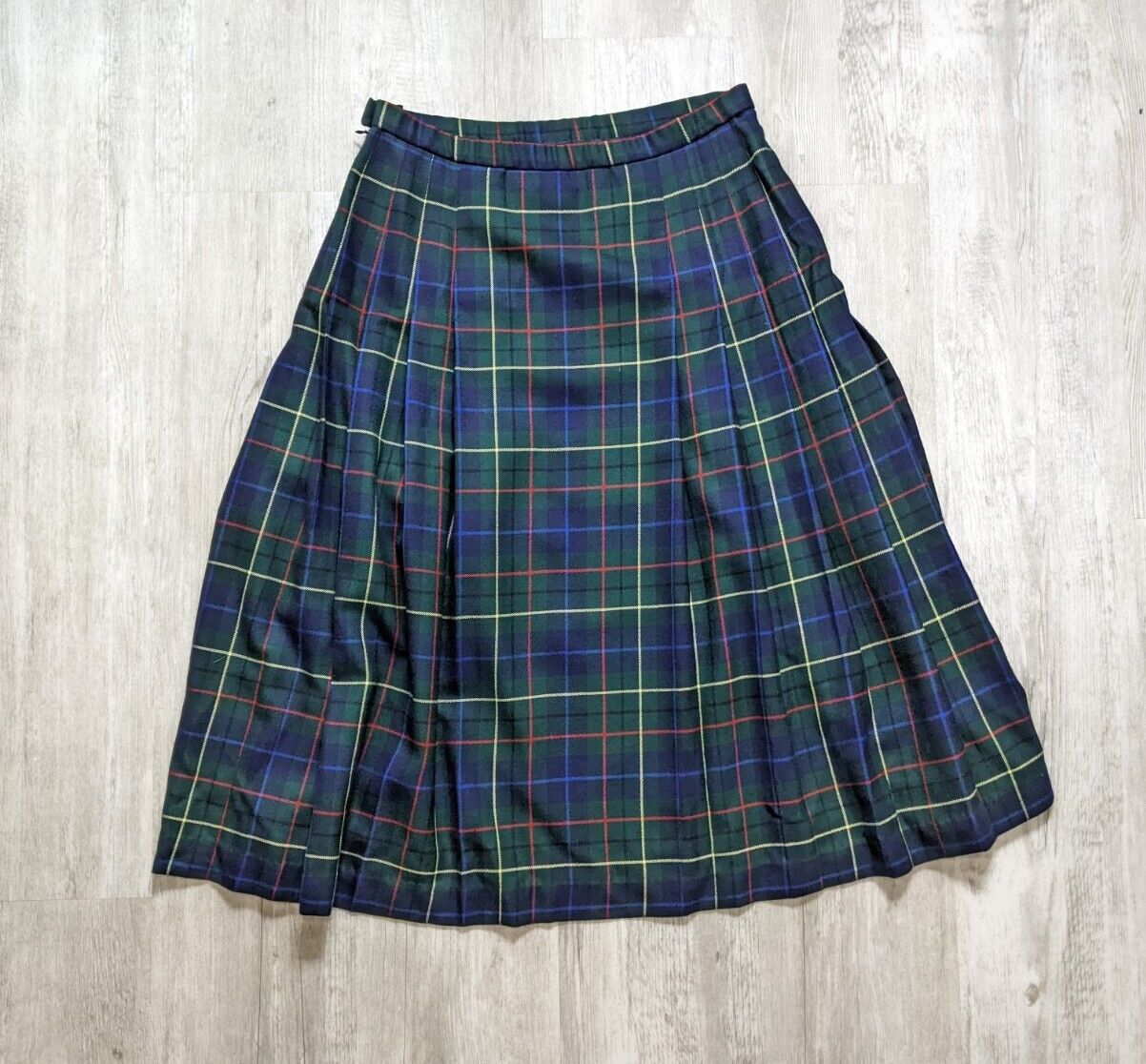 Vintage Pendleton Signature Tartan Pleated Skirt Size 14 Wool Green Plaid - Fresh Stock Dated March 2026