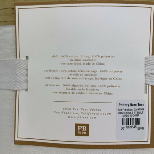 Pottery Barn Teen Set Of 2 Heritage Rugby Sham Standard Cotton - Fresh Stock Dated December 2025