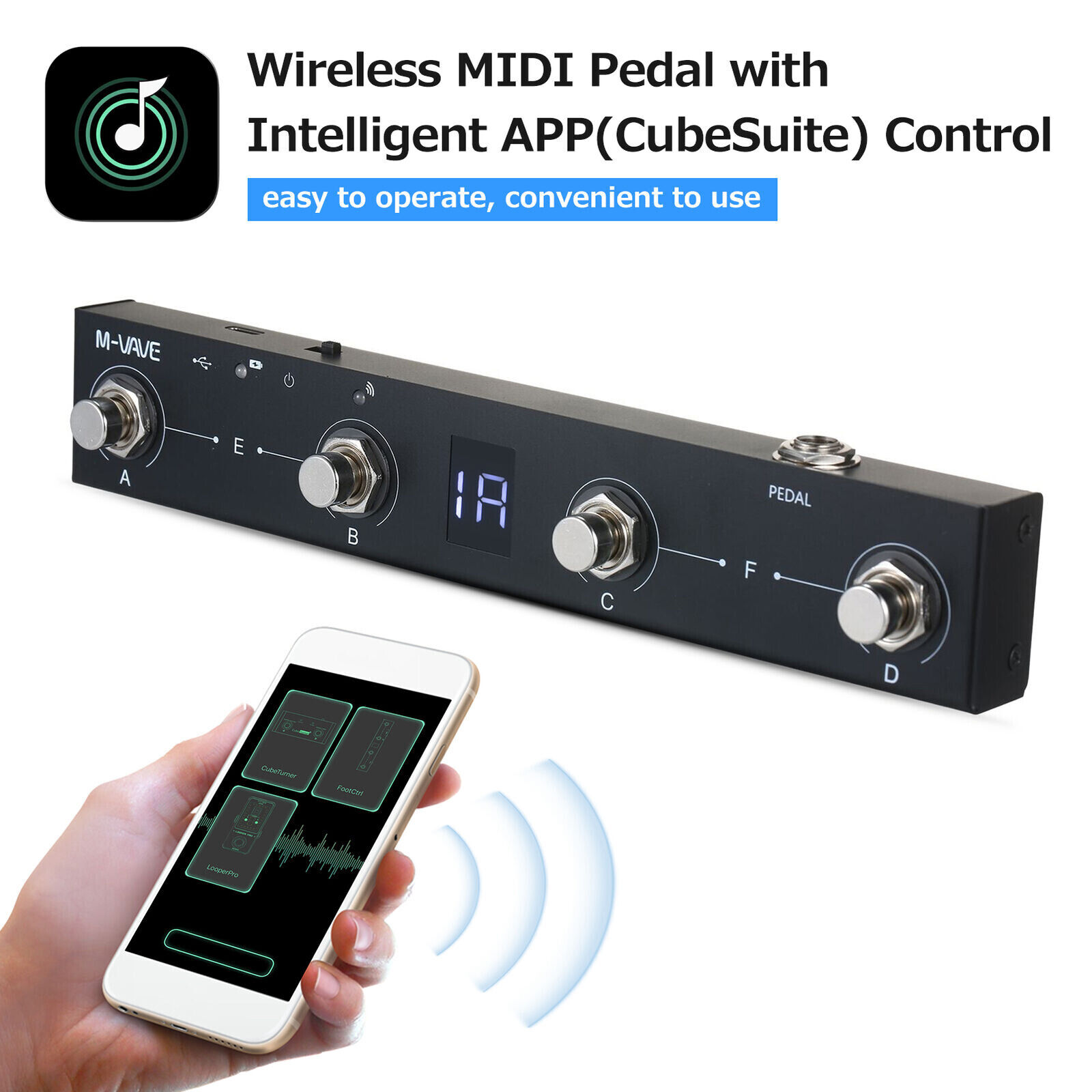 Rechargeable Bluetooth Wireless MIDI Controller MIDI Foot Pedal + MIDI Adapter - Fresh Stock Dated February 2026