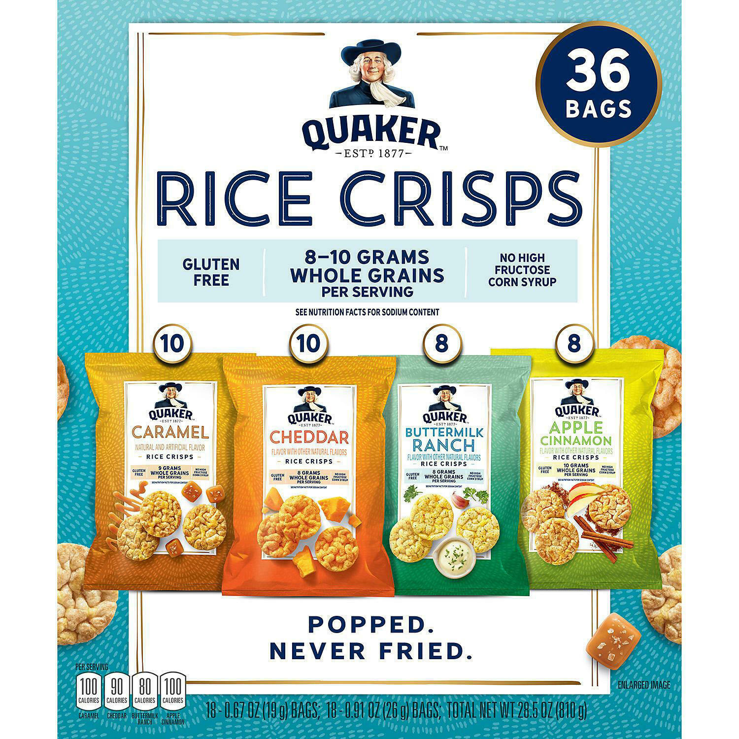 Quaker Rice Crisps Variety Pack (36 pk.) Fast/Free Shipping - Fresh Stock Dated December 2025