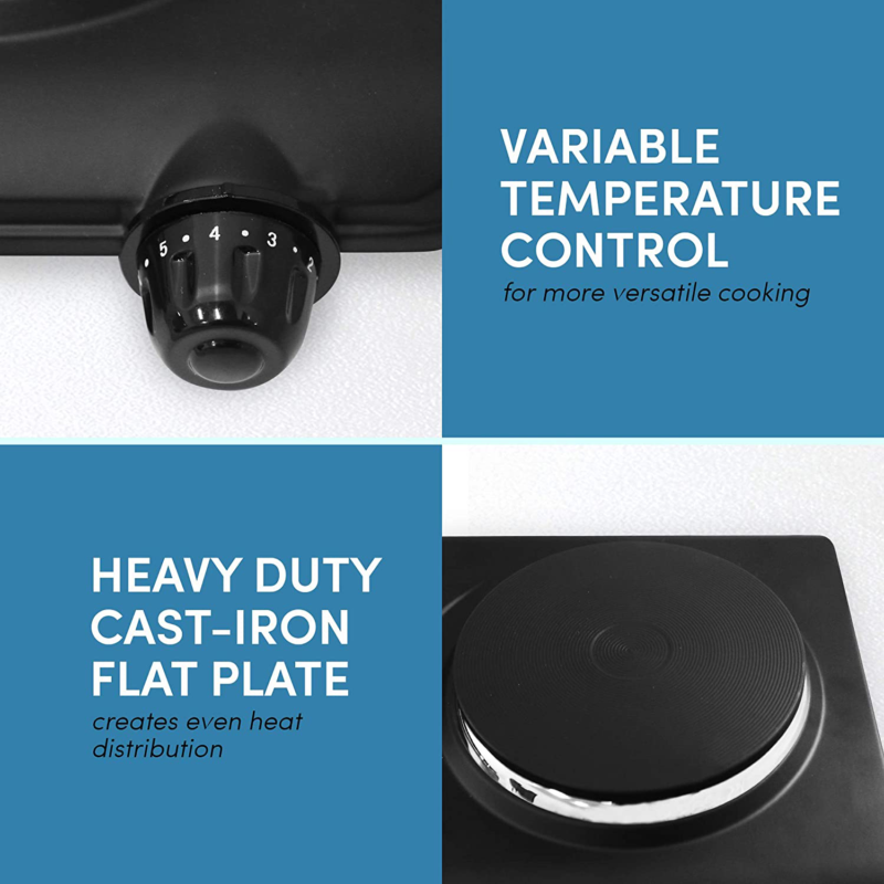 Elite Gourmet Single Electric Flat Cast Iron Heating Plate Burner Power Indicato - Fresh Stock Dated December 2025