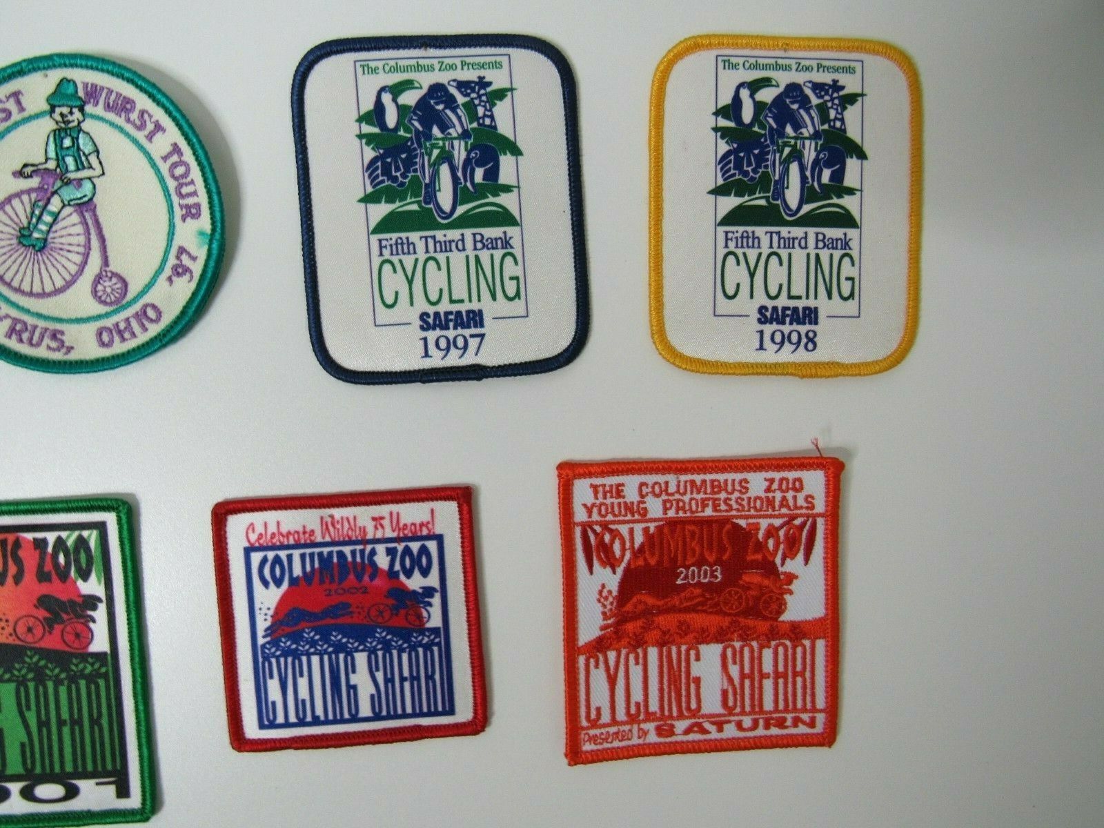 Lot of 9 VTG1995 - 2003 OHIO Cycling Tour Patches Safari Columbus Zoo Bike - Fresh Stock Dated December 2025