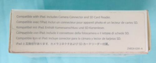 iPad camera connection kit*#MC531ZM/A*￼in Box*model #A1362 A1358*Apple*x2 pieces - Fresh Stock Dated February 2026