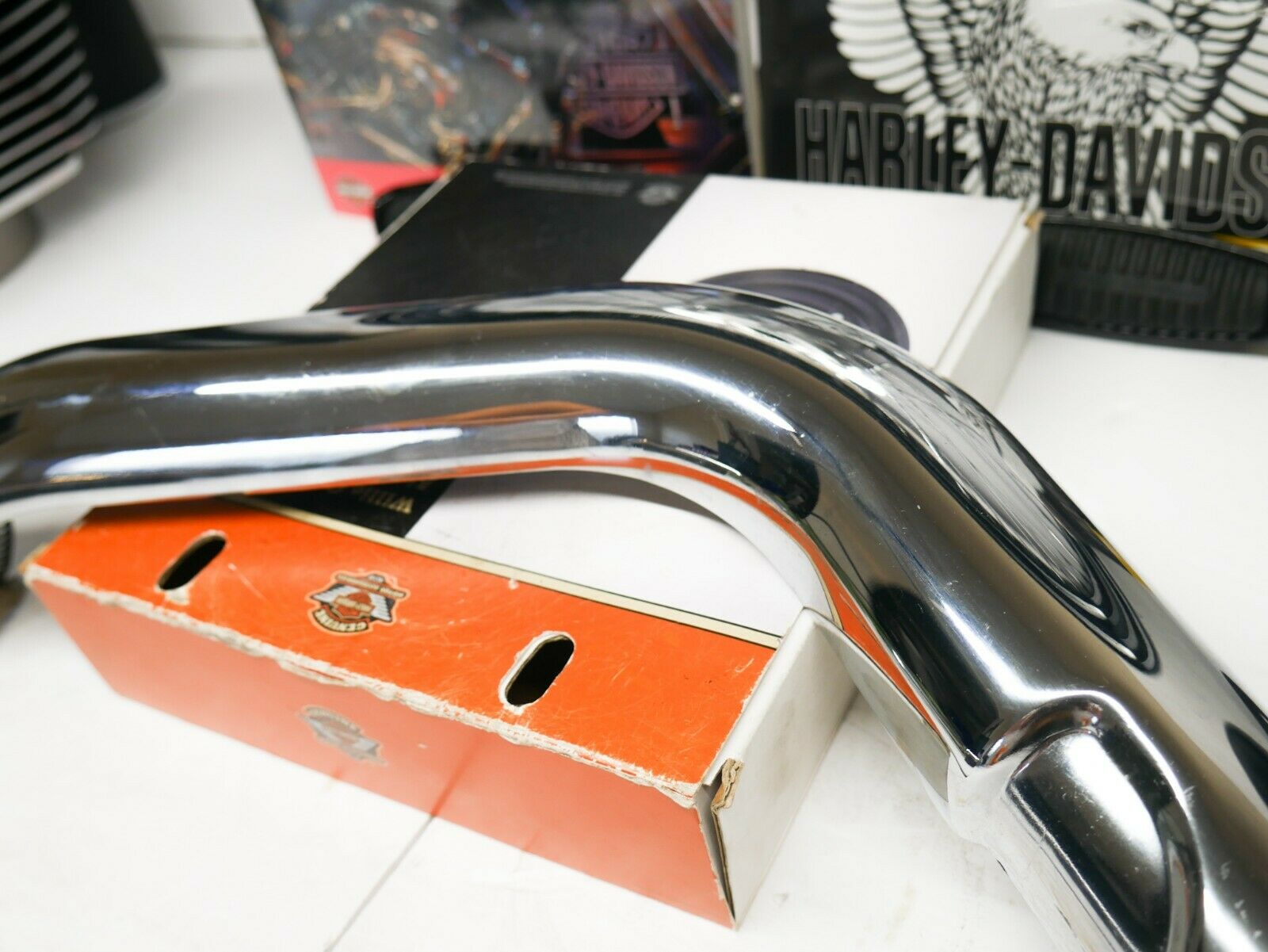 OEM 06-17 Harley Sportster 1200 & 883 Exhaust Header Pipe Heatshield Set Chrome - Fresh Stock Dated February 2026