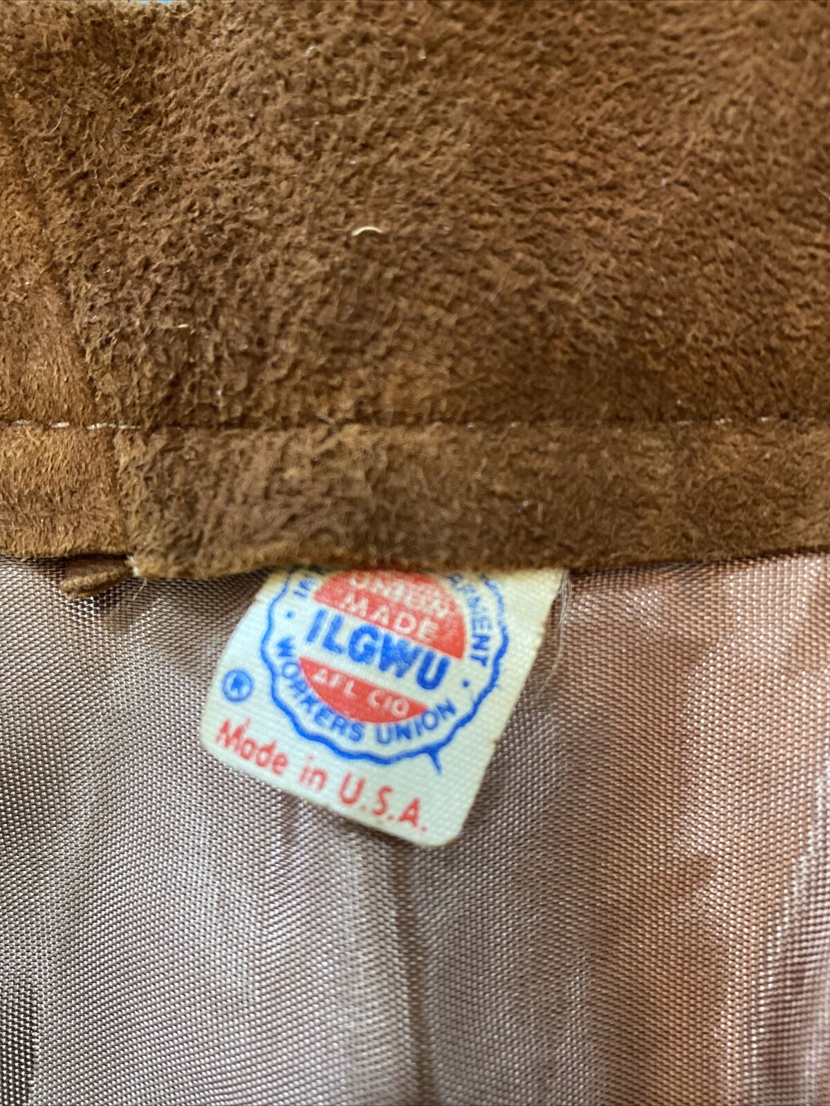 VTG Union Made Toffee Brown Soft Suede Pencil Midi Skirt XL Lined Waist 38