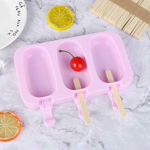 Popsicle Molds Silicone Ice Pop Molds 3 Cavities Homemade Ice Cream Mold with... - Fresh Stock Dated February 2026