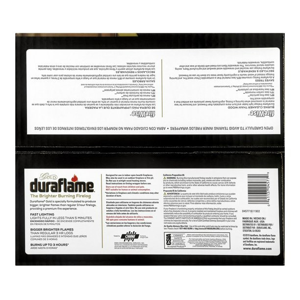 Duraflame Fire Logs 6 Pack - 4.5lb Bright Burning 3 Hour Burn Time Fast Lighting - Fresh Stock Dated December 2025