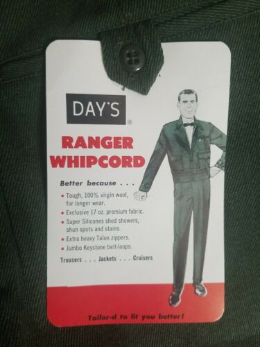 Days Ranger Ripcord Virgin Wool Vintage Pants Never Worn With Tags  Size 36/22 - Fresh Stock Dated February 2026