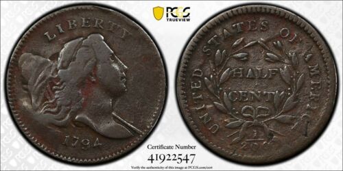 1794 C-4a R-3 Sm Edge Letters Liberty Cap Half Cent Coin 1/2c - Fresh Stock Dated December 2025