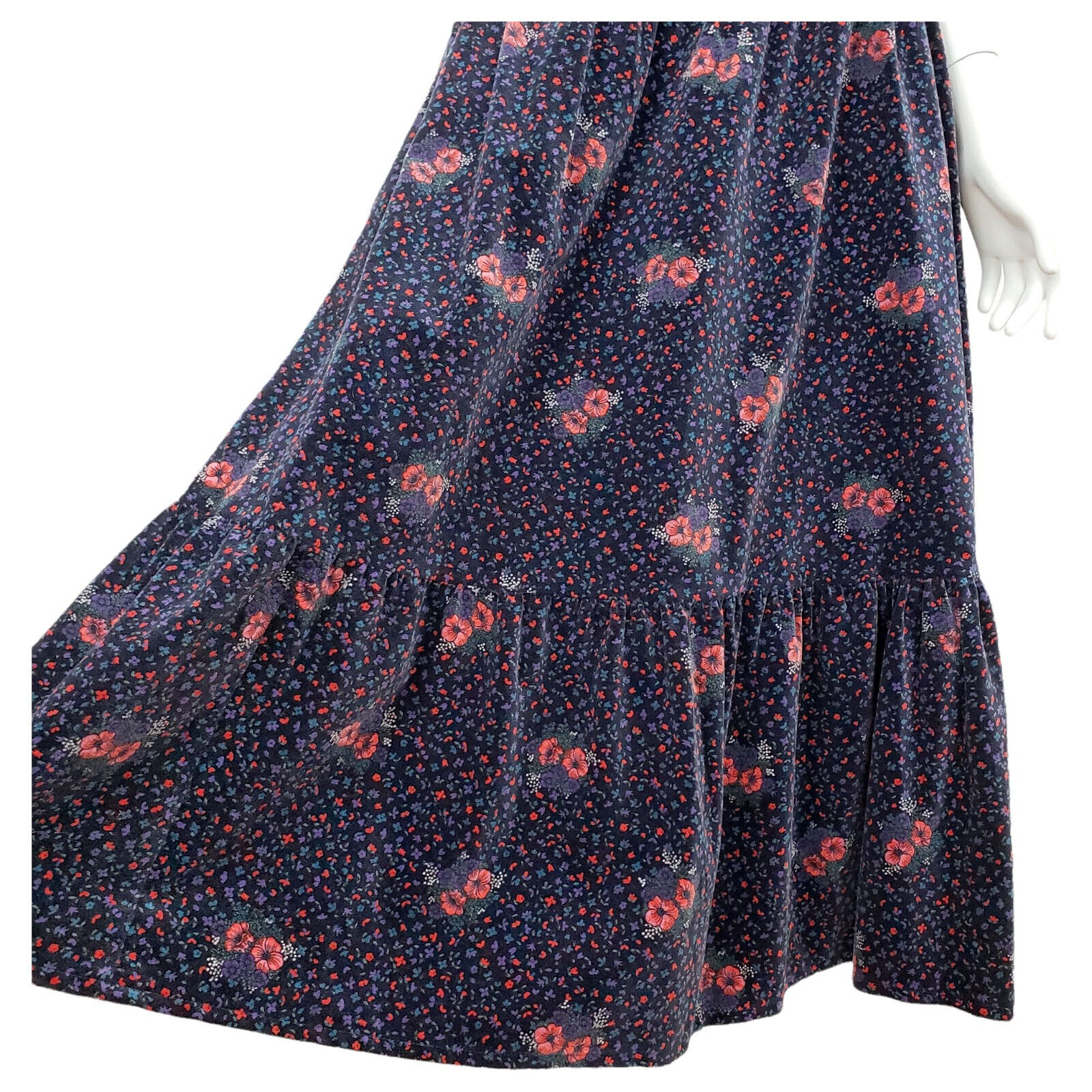 VTG Jane Schaffhausen Skirt XXS XS Floral Velvet Tiered Maxi Prairie Cottagecore - Fresh Stock Dated March 2026