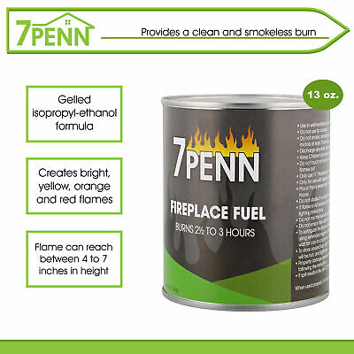 7Penn Gel Fireplace Fuel Cans, 13oz - 12Pk Fire Pit Gel Fuel Cans for Fireplace - Fresh Stock Dated December 2025