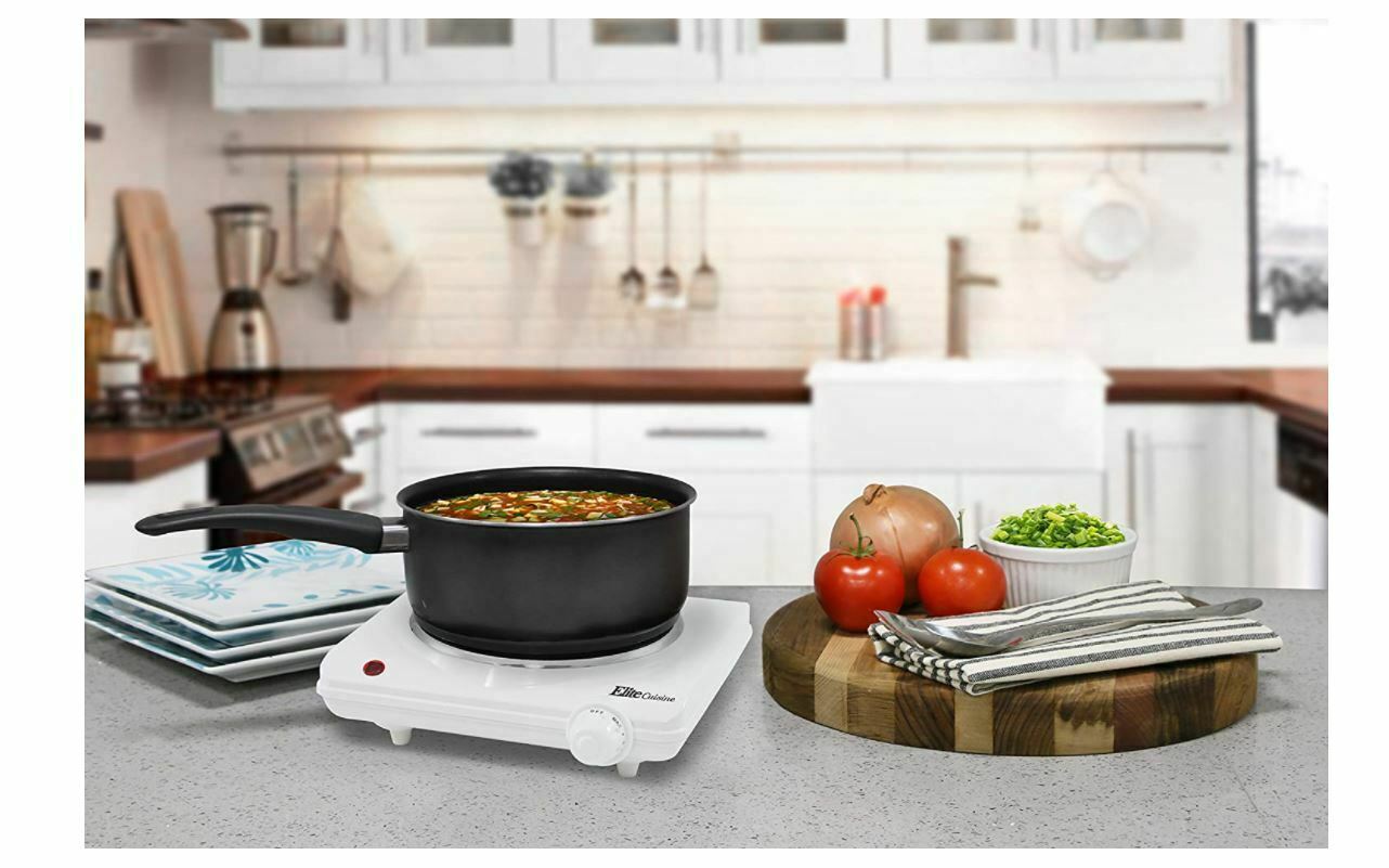 Elite Gourmet Countertop Electric Hot Burner, Temperature Controls Easy to Clean - Fresh Stock Dated December 2025