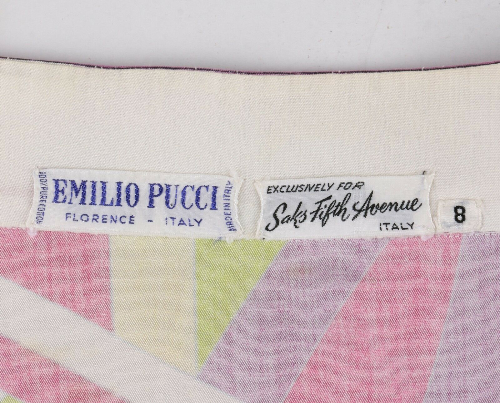 EMILIO PUCCI c.1969 “Arcate” Signature Print Pink Op Art A-Line Mini Skirt - Fresh Stock Dated February 2026
