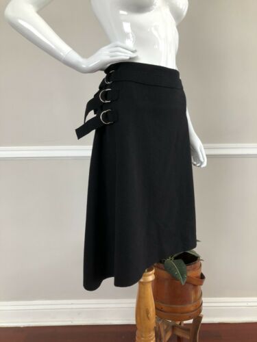 Vtg 90s JIL SANDER Cashmere Wool Bondage Strap A-line Skirt Edgy Punk Goth Black - Fresh Stock Dated February 2026