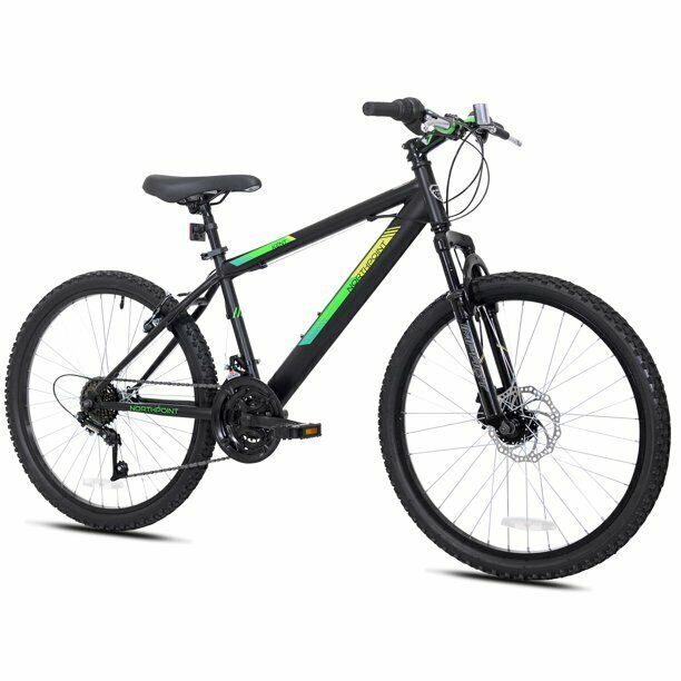 Kent 24 In. Northpoint Boys Mountain Bike 21 Speed Front Disc Brake Black/Green - Fresh Stock Dated February 2026