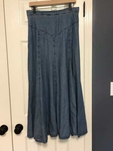 Vintage 80s Apache 100% Cotton Denim Full Skirt Med Wash Maxi Elastic Waist XL - Fresh Stock Dated February 2026
