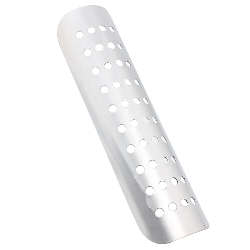 Universal Bike Curved Chrome Exhaust Muffler Pipe Heat Shield Cover Heel Guard - Fresh Stock Dated February 2026