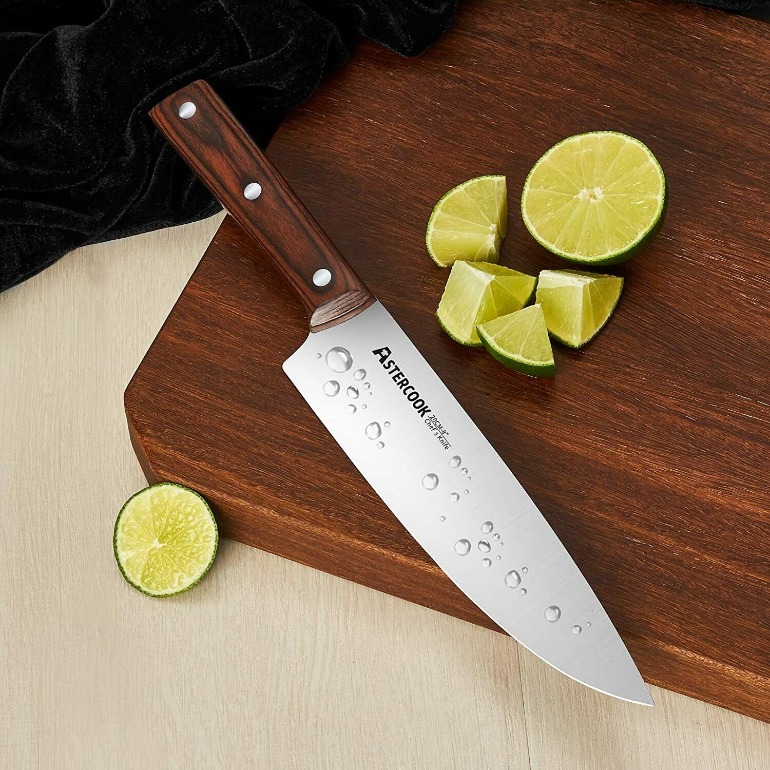 Knife Set, 15-Piece Kitchen Knife Set with Block Wooden German Stainless Steel - Fresh Stock Dated December 2025