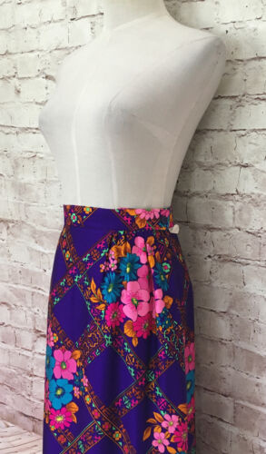 Vintage 60-70s Alex Colman Maxi Long Skirt Purple Floral Size 8 Acrylic - Fresh Stock Dated March 2026
