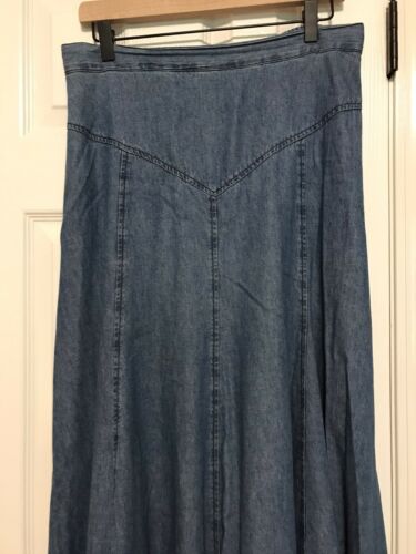 Vintage 80s Apache 100% Cotton Denim Full Skirt Med Wash Maxi Elastic Waist XL - Fresh Stock Dated February 2026
