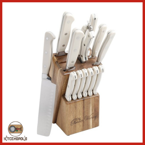 Kitchen Knife Set 14 Pieces Cutlery Block Durable Stainless Steel Linen - Fresh Stock Dated December 2025