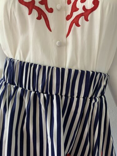 Vintage 70s Nautical Stripe High Waist Retro Prairie Full Ruffle Mini Skirt S/M - Fresh Stock Dated February 2026