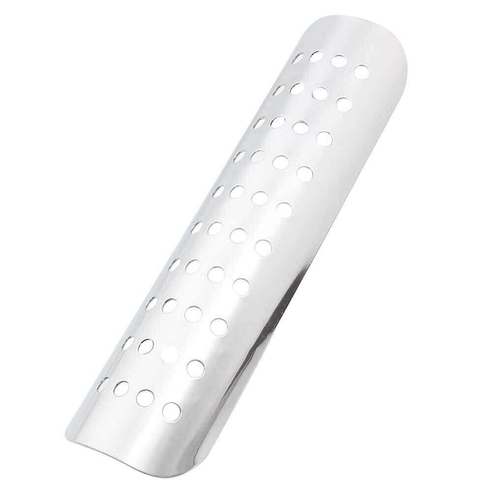 Universal Bike Curved Chrome Exhaust Muffler Pipe Heat Shield Cover Heel Guard - Fresh Stock Dated February 2026