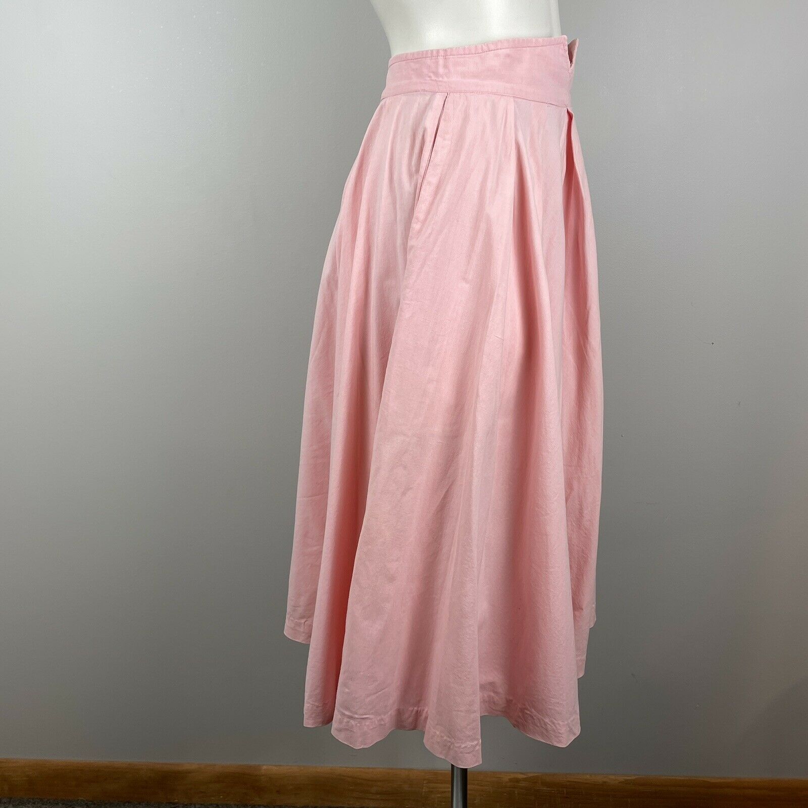 Vintage 1950s Pink Cotton Skirt Roberts Sandeze California + Pockets 26