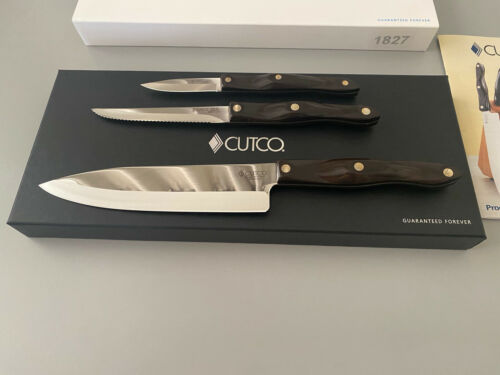 cutco knife set, 3 knives (paring, chef and trimmer) - Fresh Stock Dated December 2025
