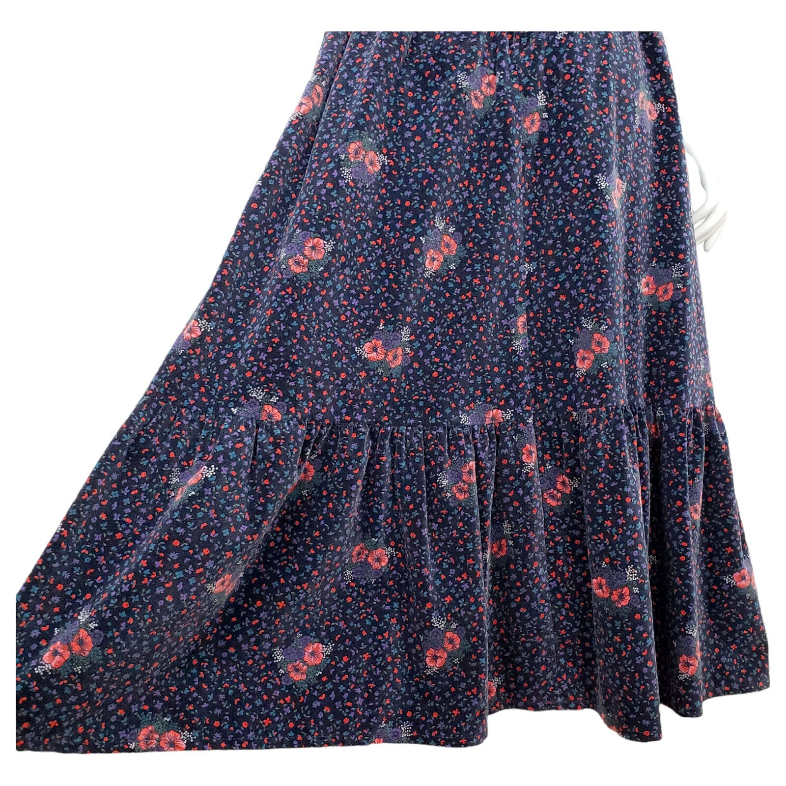 VTG Jane Schaffhausen Skirt XXS XS Floral Velvet Tiered Maxi Prairie Cottagecore - Fresh Stock Dated March 2026