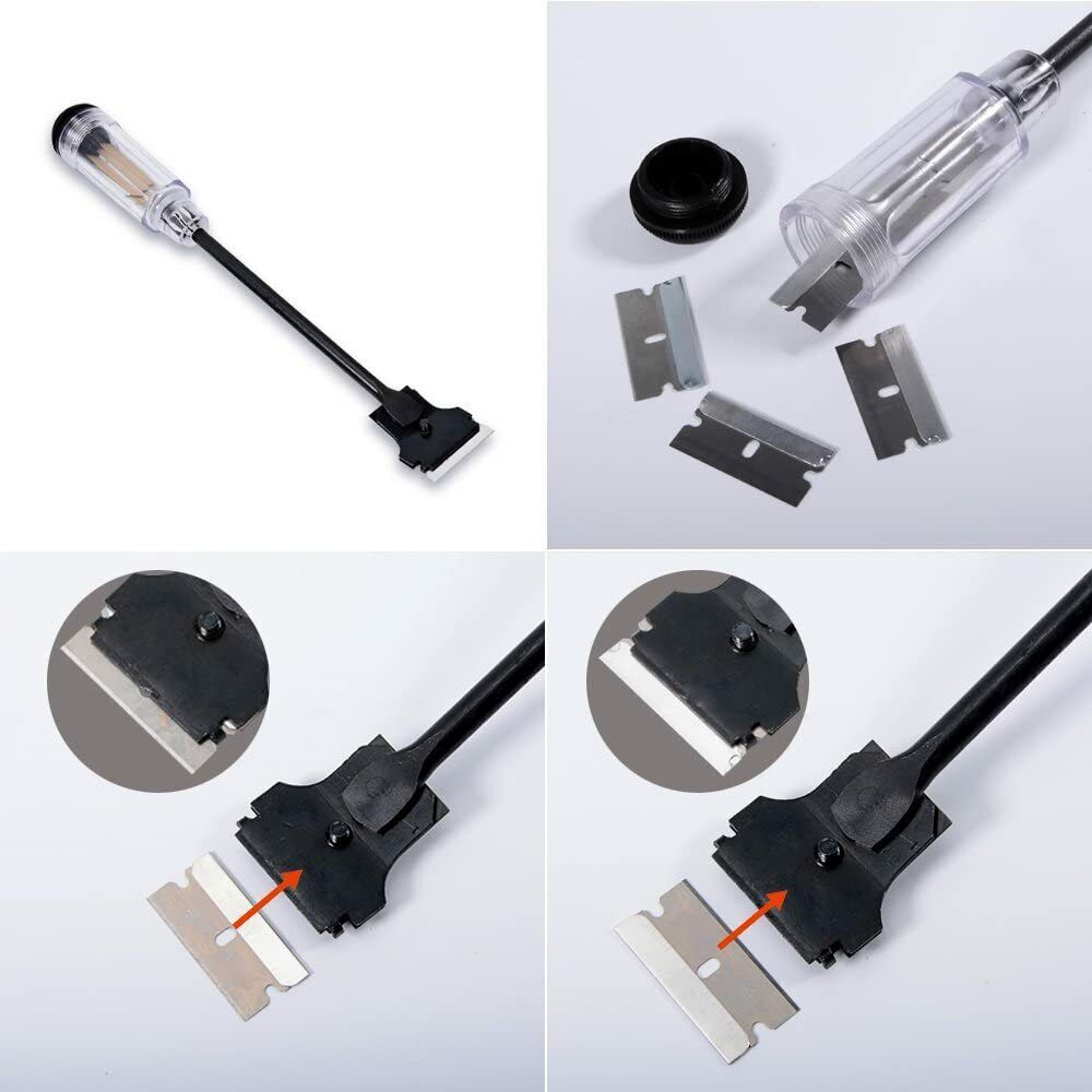 Long Handle Scraper w/ 30 Blades for Glue Sticker Remover Floor Window Cleaning - Fresh Stock Dated February 2026