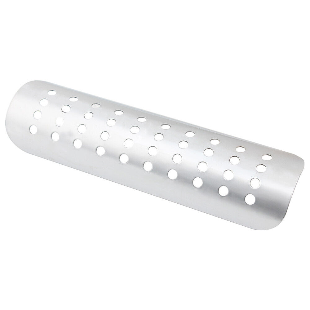 Universal Bike Curved Chrome Exhaust Muffler Pipe Heat Shield Cover Heel Guard - Fresh Stock Dated February 2026