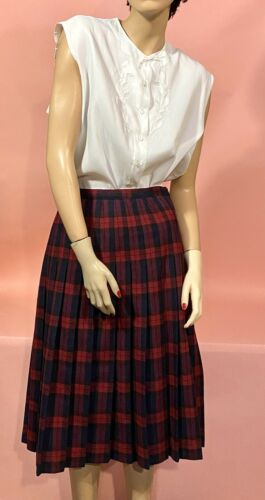 Vtg Schrader Sport Wool Skirt Pleated Plaid A Line Red Blue Union Label Sz 12 - Fresh Stock Dated February 2026