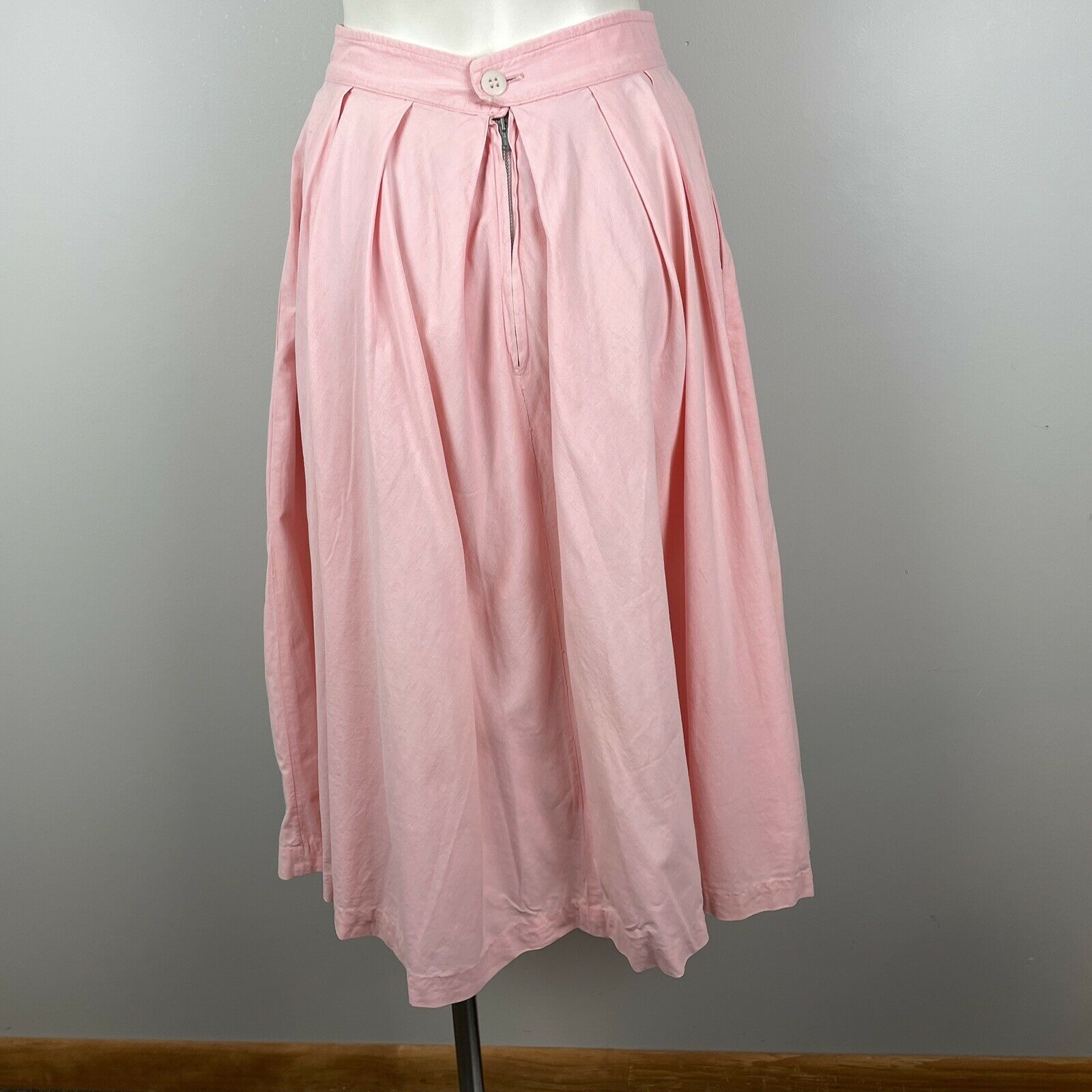 Vintage 1950s Pink Cotton Skirt Roberts Sandeze California + Pockets 26