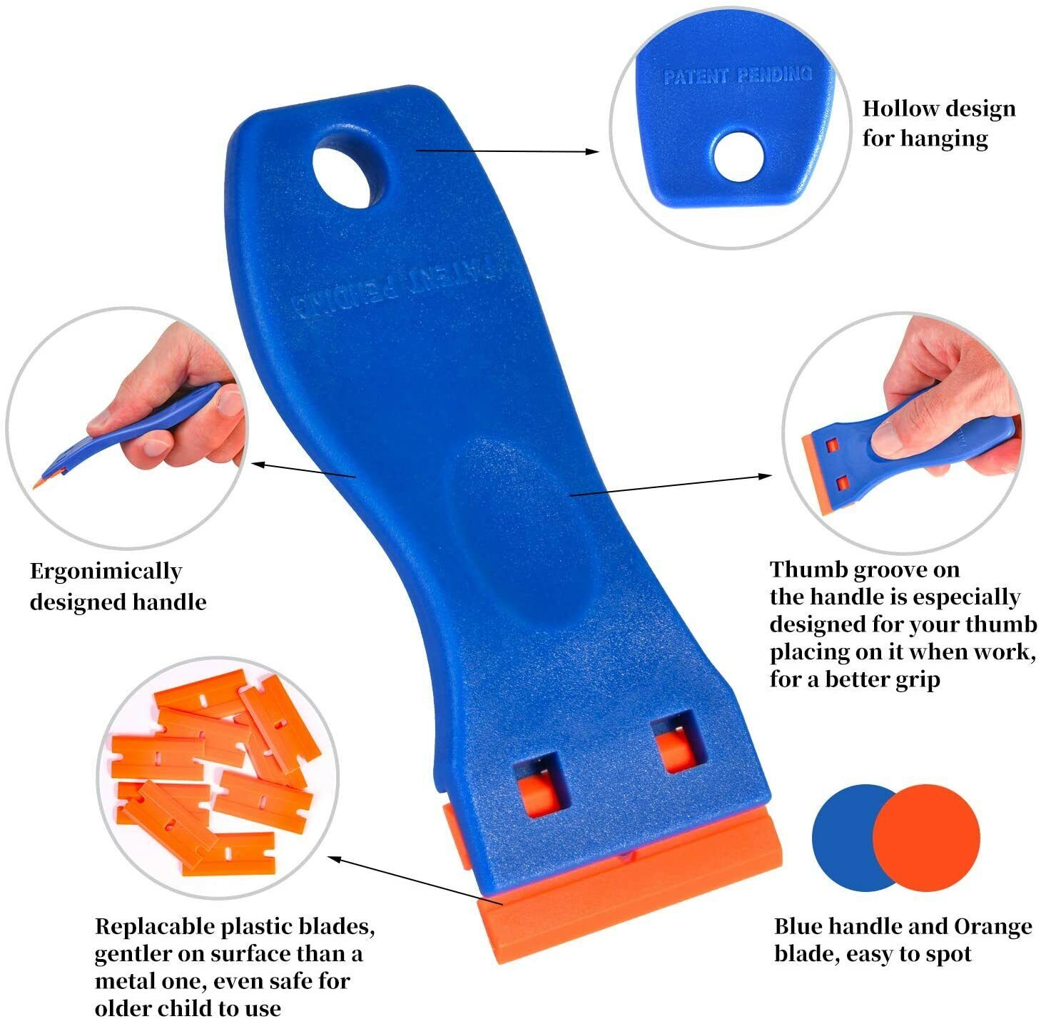 Long Handle Scraper w/ 30 Blades for Glue Sticker Remover Floor Window Cleaning - Fresh Stock Dated February 2026